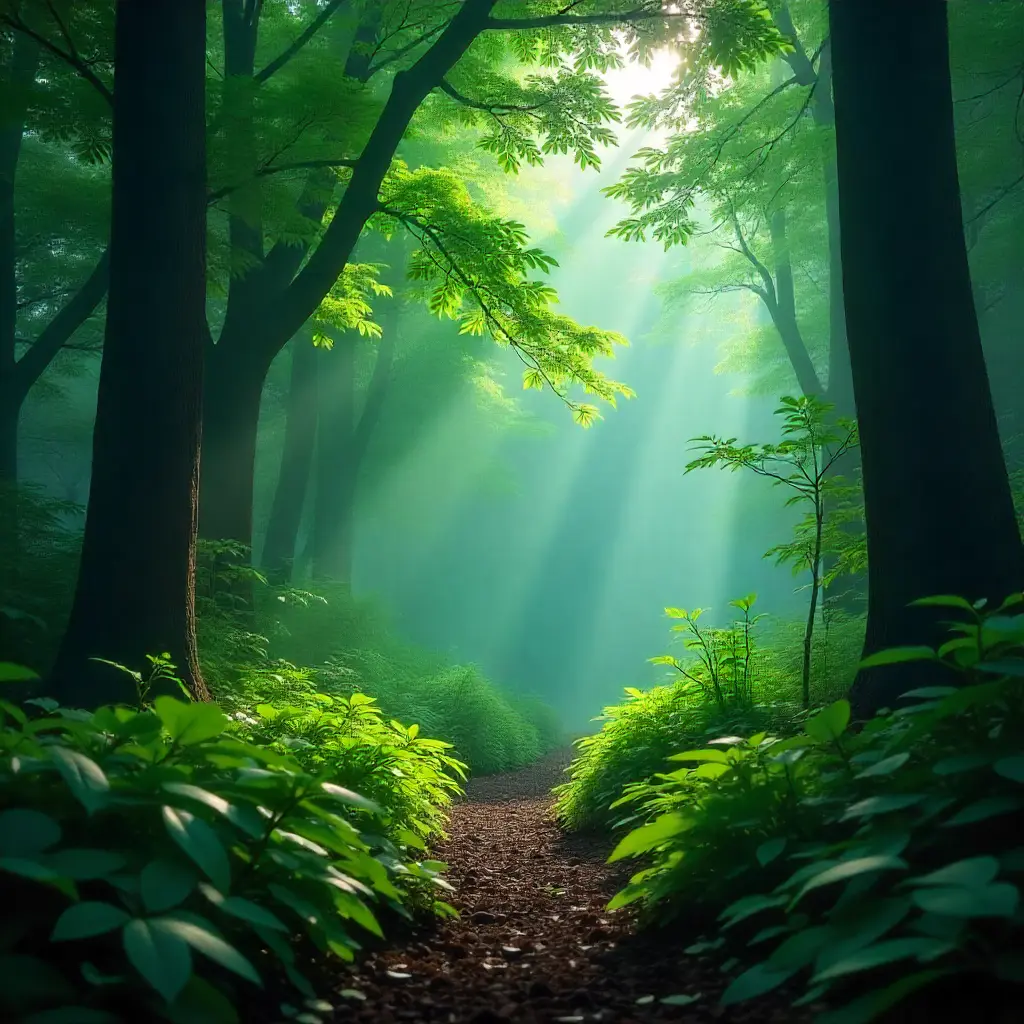 Lush green forest in Scotland region  